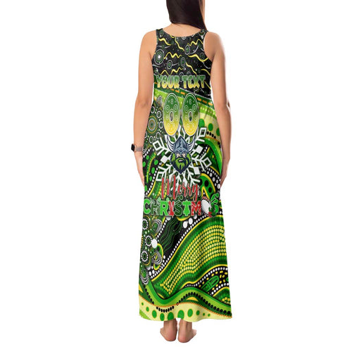 Merry Christmas Raiders Tank Maxi Dress Aboriginal Santa Rugby Mascot - Canberra