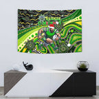 Merry Christmas Raiders Tapestry Aboriginal Santa Rugby Mascot - Canberra