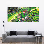 Merry Christmas Raiders Tapestry Aboriginal Santa Rugby Mascot - Canberra