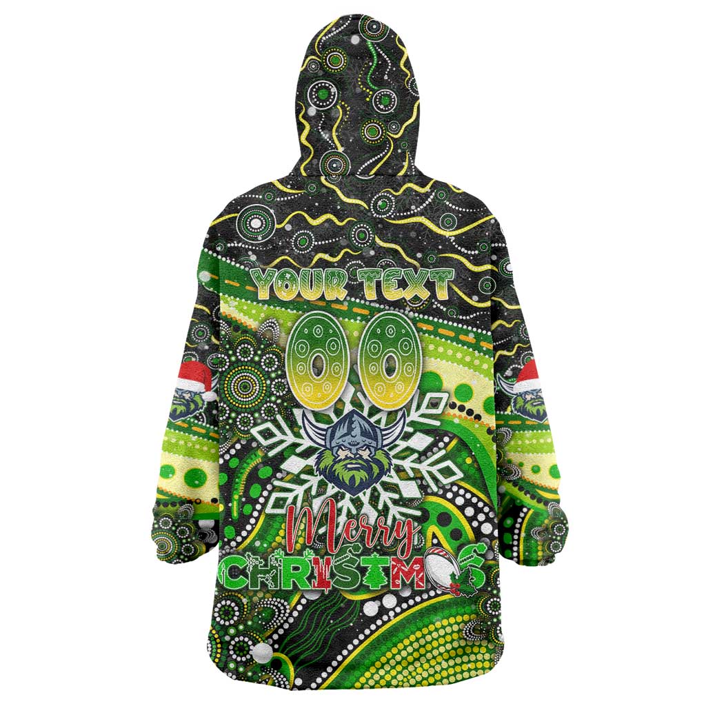 Merry Christmas Raiders Wearable Blanket Hoodie Aboriginal Santa Rugby Mascot - Canberra