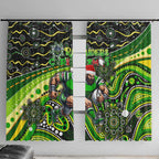 Merry Christmas Raiders Window Curtain Aboriginal Santa Rugby Mascot - Canberra