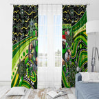 Merry Christmas Raiders Window Curtain Aboriginal Santa Rugby Mascot - Canberra