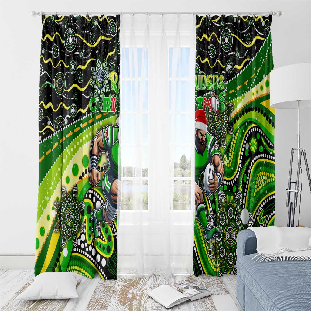 Merry Christmas Raiders Window Curtain Aboriginal Santa Rugby Mascot - Canberra