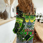 Merry Christmas Raiders Women Casual Shirt Aboriginal Santa Rugby Mascot - Canberra