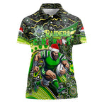 Merry Christmas Raiders Women Polo Shirt Aboriginal Santa Rugby Mascot - Canberra