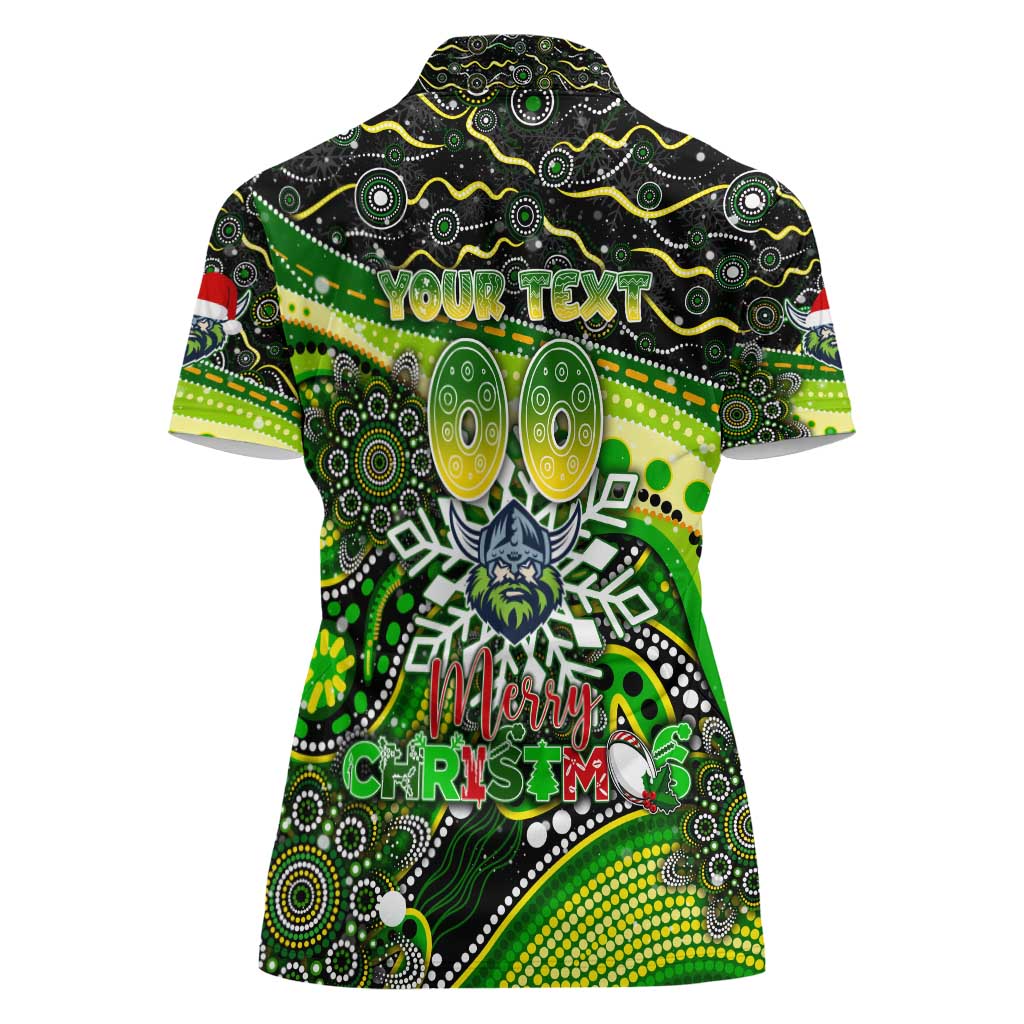 Merry Christmas Raiders Women Polo Shirt Aboriginal Santa Rugby Mascot - Canberra
