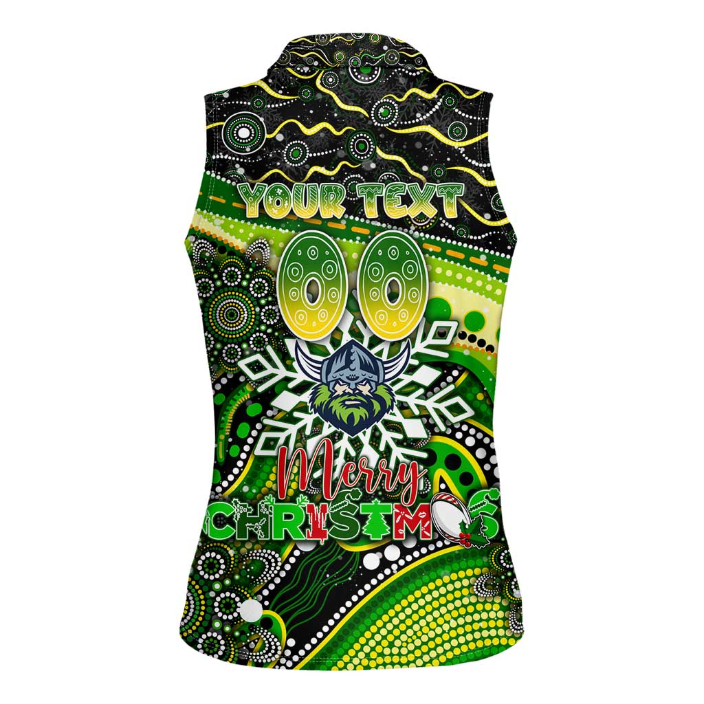 Merry Christmas Raiders Women Sleeveless Polo Shirt Aboriginal Santa Rugby Mascot - Canberra