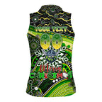 Merry Christmas Raiders Women Sleeveless Polo Shirt Aboriginal Santa Rugby Mascot - Canberra