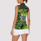 Merry Christmas Raiders Women Sleeveless Polo Shirt Aboriginal Santa Rugby Mascot - Canberra