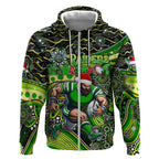 Merry Christmas Raiders Zip Hoodie Aboriginal Santa Rugby Mascot - Canberra