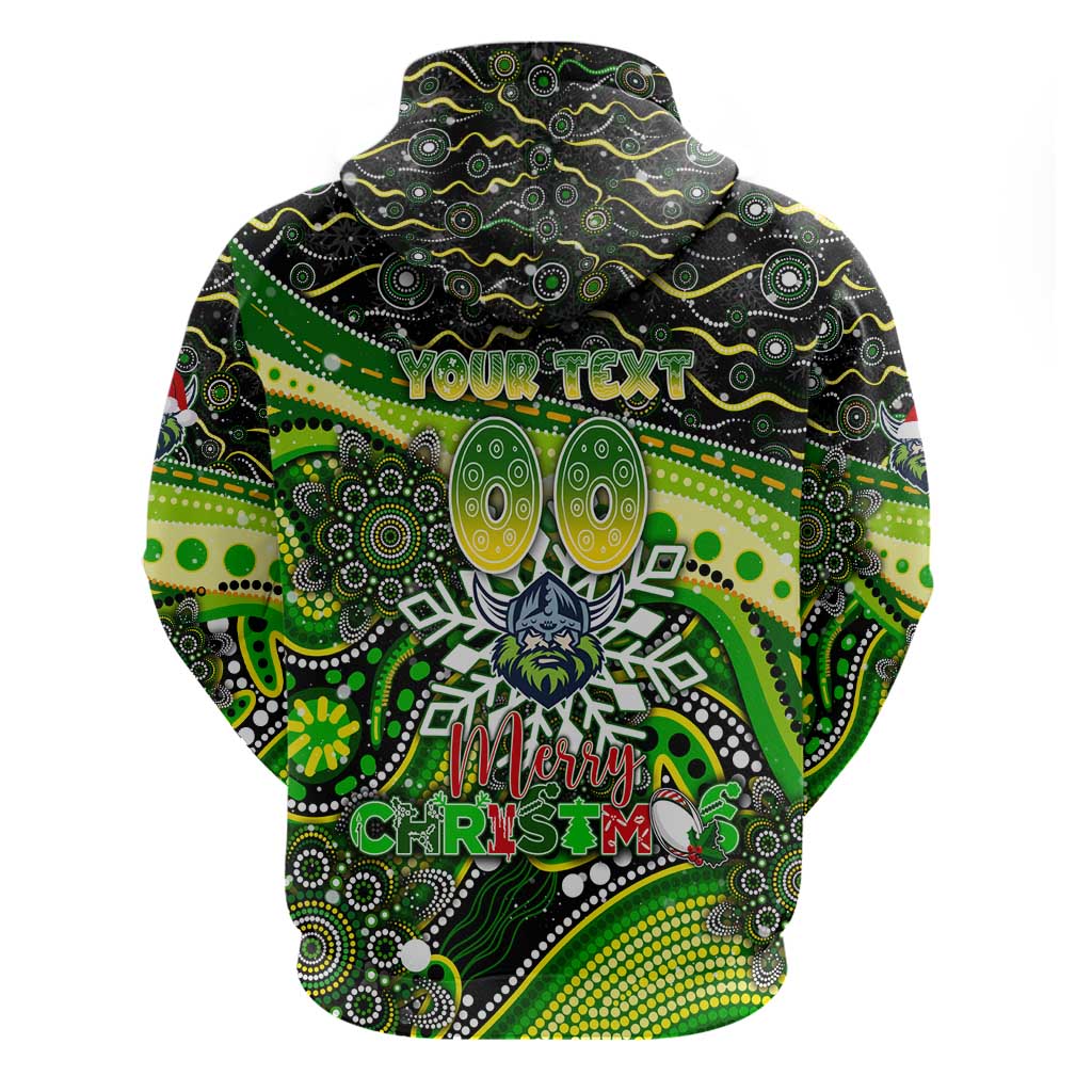 Merry Christmas Raiders Zip Hoodie Aboriginal Santa Rugby Mascot - Canberra