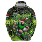 Merry Christmas Raiders Zip Hoodie Aboriginal Santa Rugby Mascot - Canberra