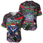 Merry Christmas New Zealand Warriors Baseball Jersey Aboriginal Santa Rugby Mascot