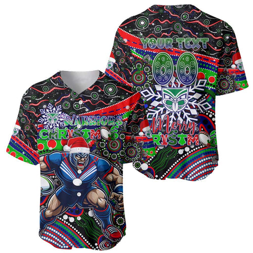 Merry Christmas New Zealand Warriors Baseball Jersey Aboriginal Santa Rugby Mascot