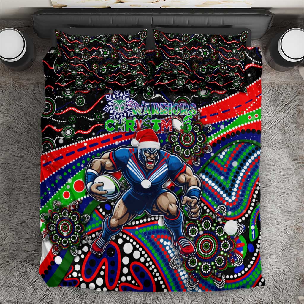 Merry Christmas New Zealand Warriors Bedding Set Aboriginal Santa Rugby Mascot