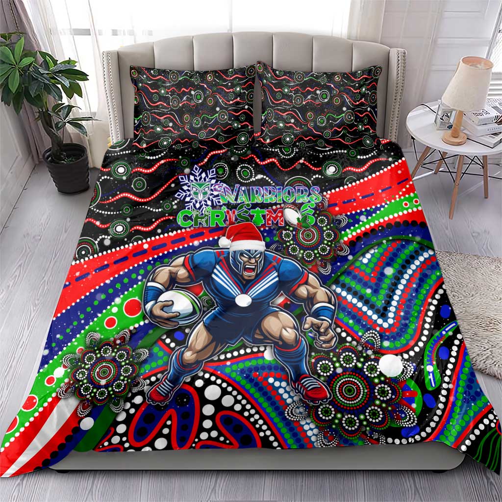 Merry Christmas New Zealand Warriors Bedding Set Aboriginal Santa Rugby Mascot