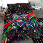 Merry Christmas New Zealand Warriors Bedding Set Aboriginal Santa Rugby Mascot