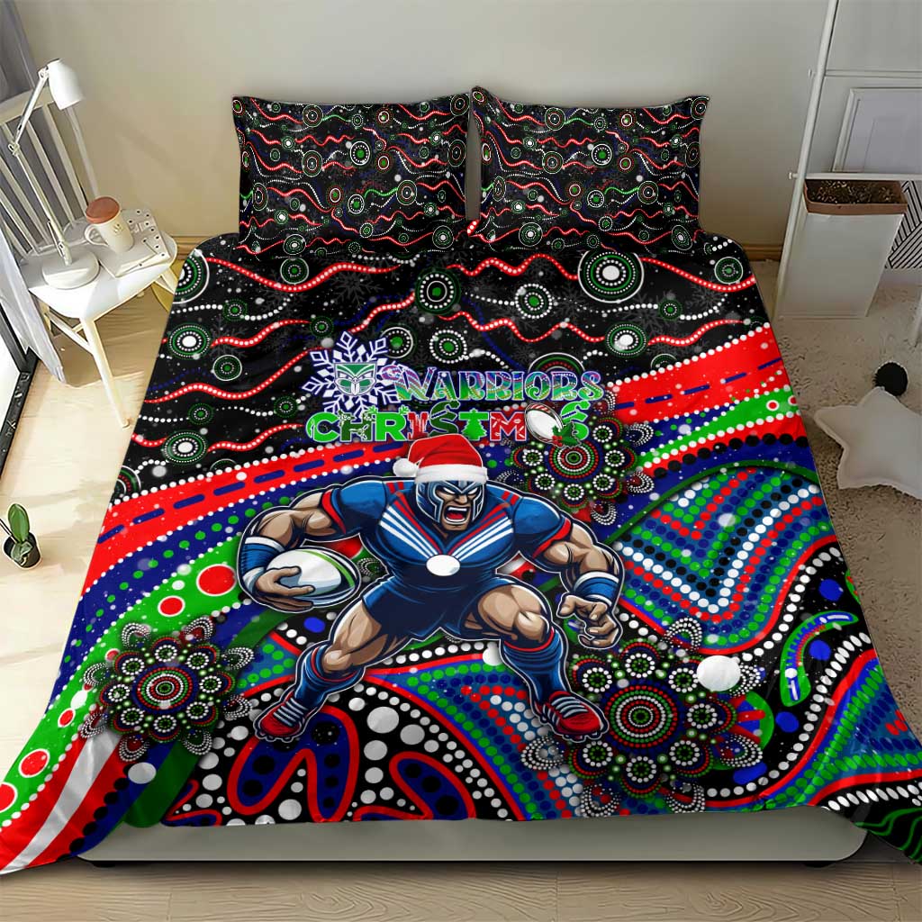 Merry Christmas New Zealand Warriors Bedding Set Aboriginal Santa Rugby Mascot