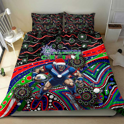 Merry Christmas New Zealand Warriors Bedding Set Aboriginal Santa Rugby Mascot