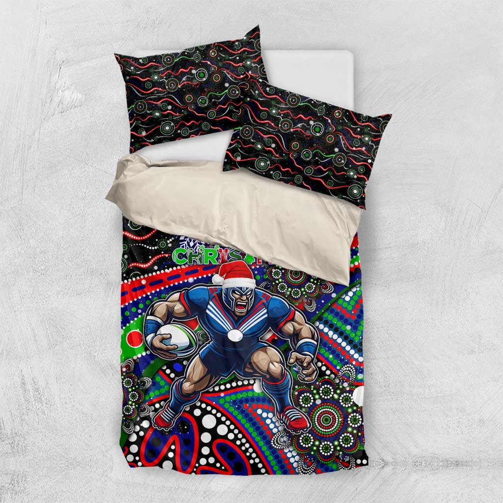 Merry Christmas New Zealand Warriors Bedding Set Aboriginal Santa Rugby Mascot