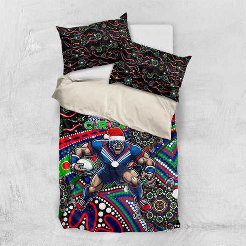 Merry Christmas New Zealand Warriors Bedding Set Aboriginal Santa Rugby Mascot