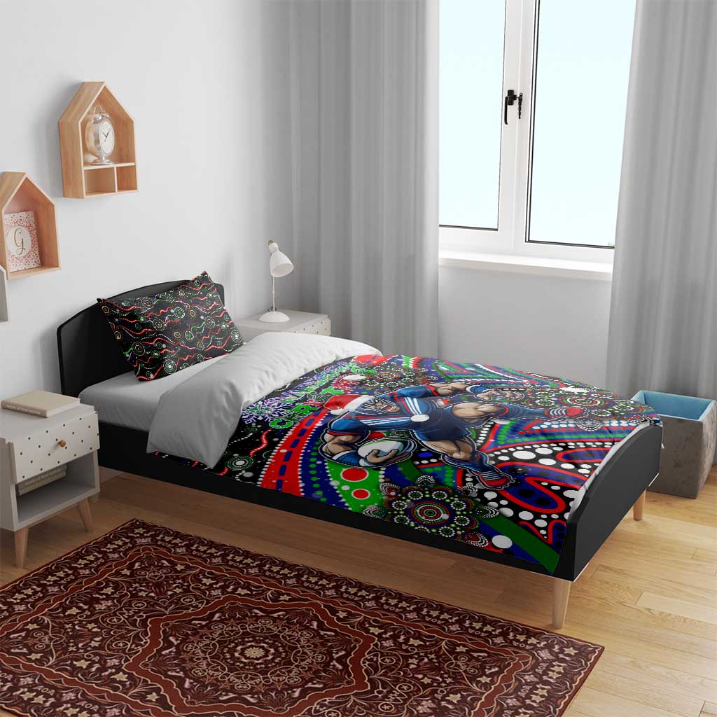Merry Christmas New Zealand Warriors Bedding Set Aboriginal Santa Rugby Mascot