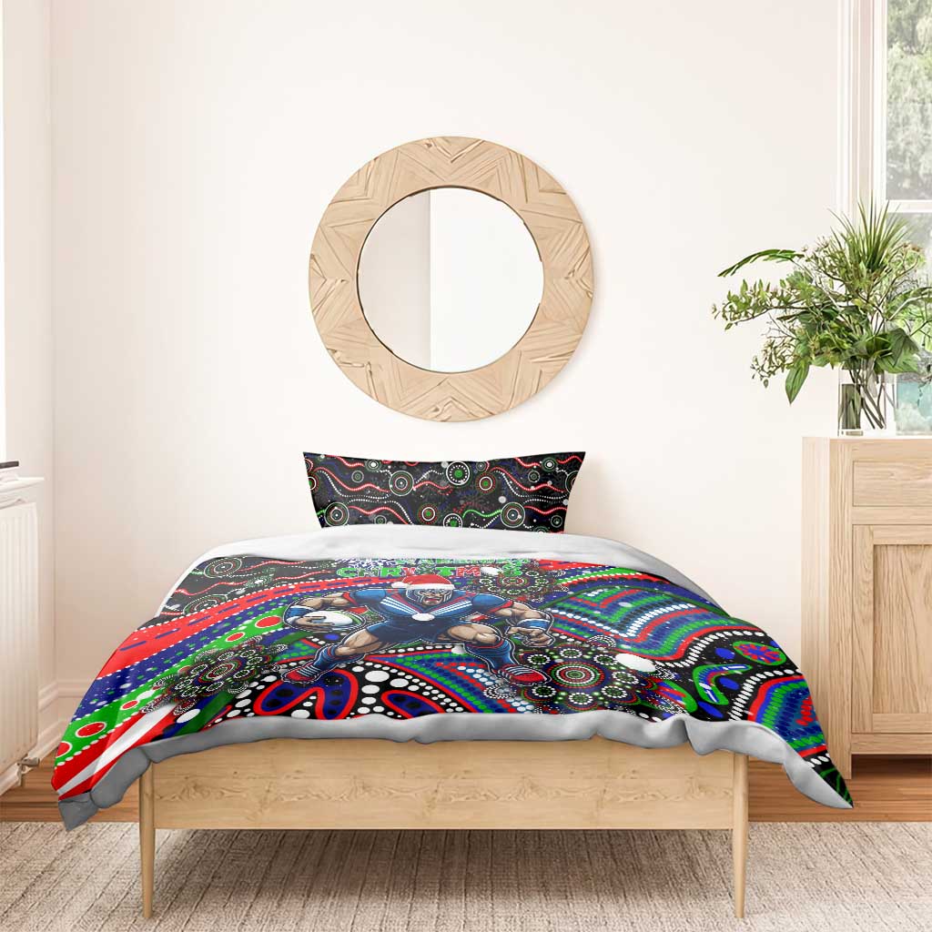 Merry Christmas New Zealand Warriors Bedding Set Aboriginal Santa Rugby Mascot