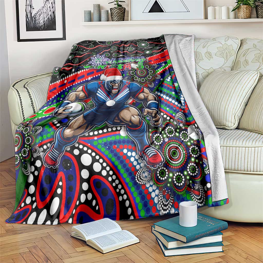 Merry Christmas New Zealand Warriors Blanket Aboriginal Santa Rugby Mascot