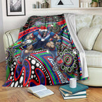 Merry Christmas New Zealand Warriors Blanket Aboriginal Santa Rugby Mascot