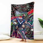 Merry Christmas New Zealand Warriors Blanket Aboriginal Santa Rugby Mascot