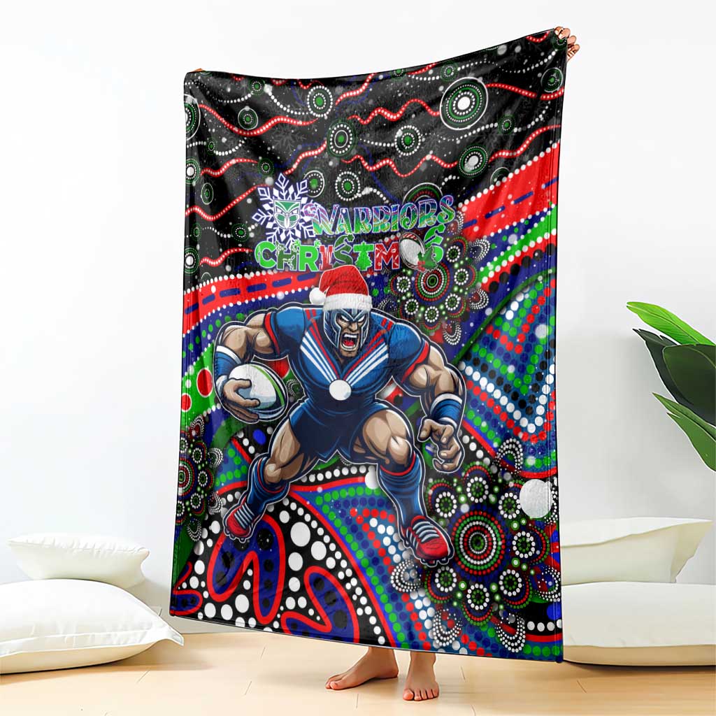 Merry Christmas New Zealand Warriors Blanket Aboriginal Santa Rugby Mascot