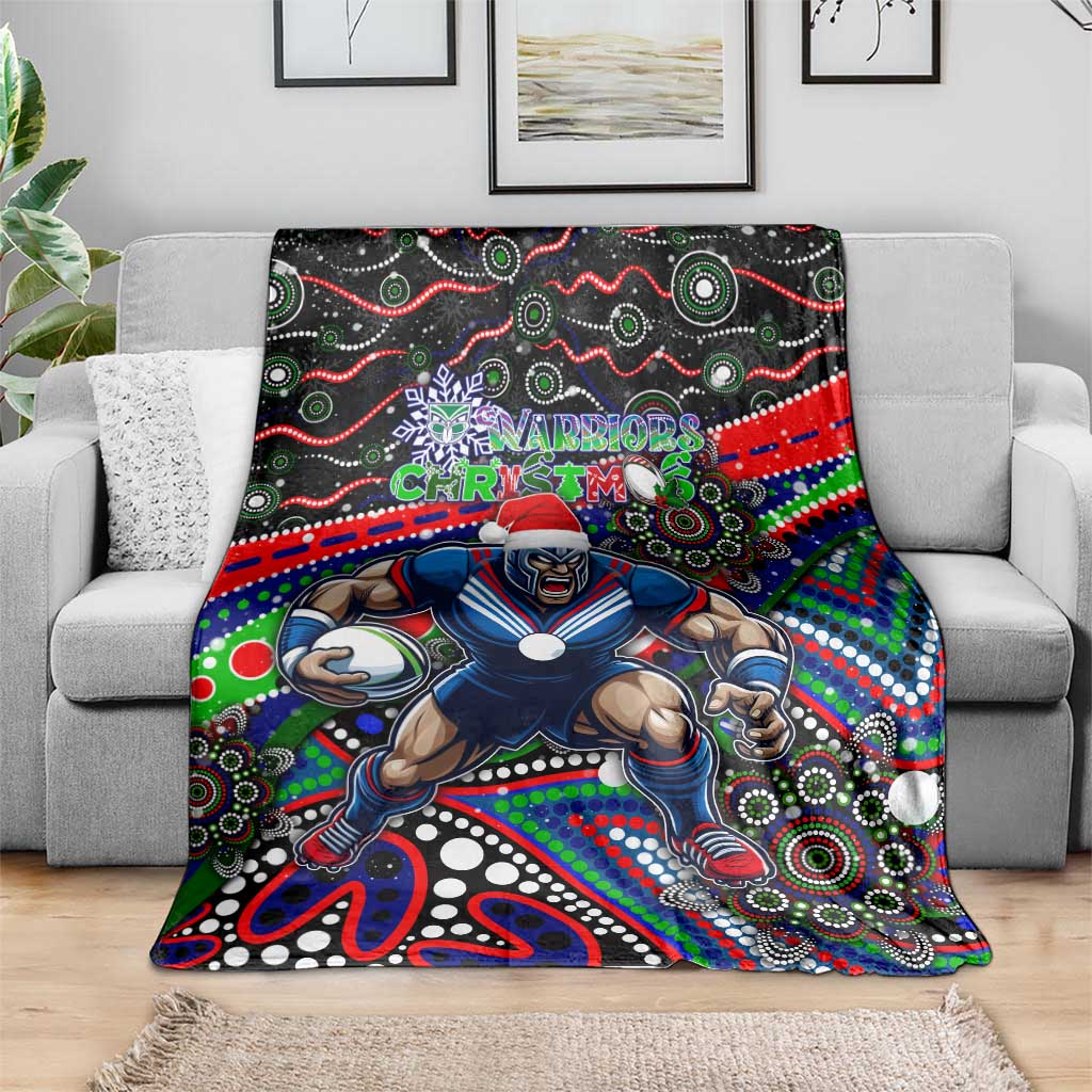 Merry Christmas New Zealand Warriors Blanket Aboriginal Santa Rugby Mascot
