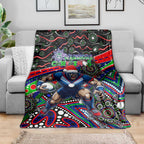 Merry Christmas New Zealand Warriors Blanket Aboriginal Santa Rugby Mascot