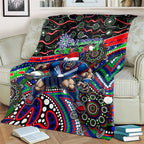 Merry Christmas New Zealand Warriors Blanket Aboriginal Santa Rugby Mascot