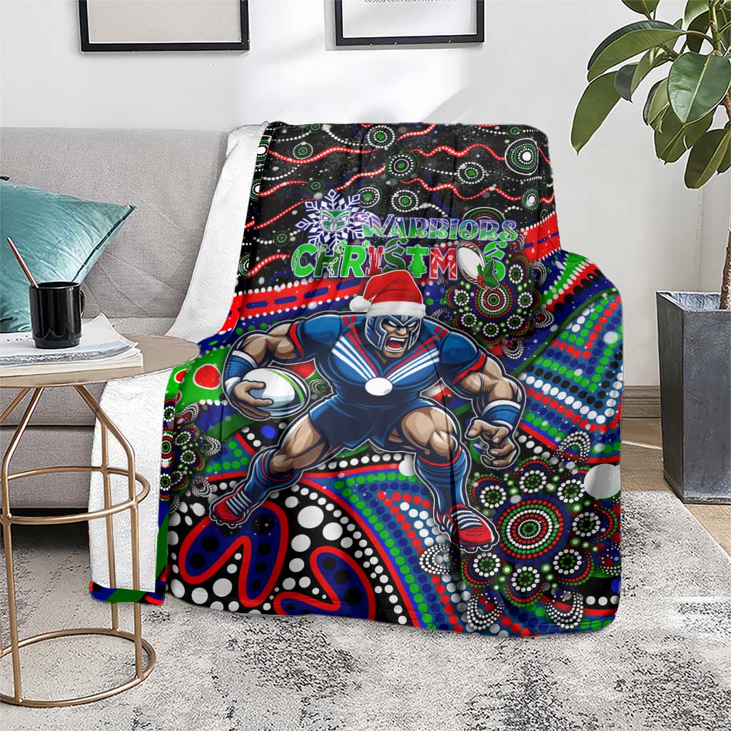 Merry Christmas New Zealand Warriors Blanket Aboriginal Santa Rugby Mascot