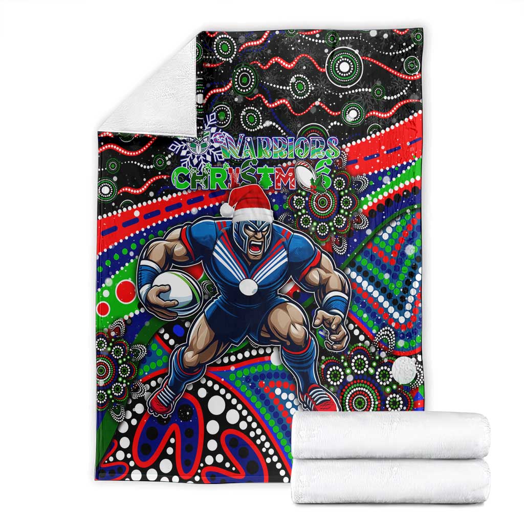 Merry Christmas New Zealand Warriors Blanket Aboriginal Santa Rugby Mascot