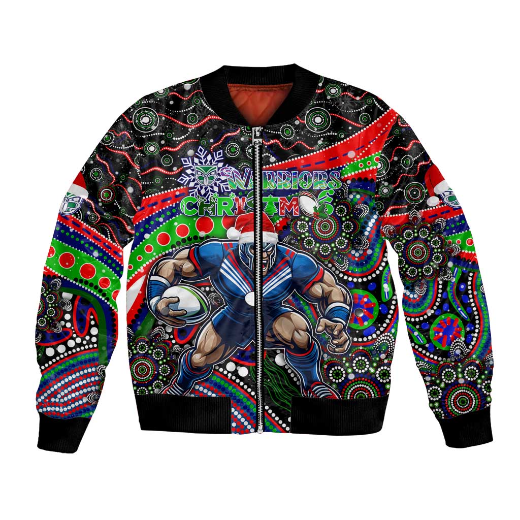 Merry Christmas New Zealand Warriors Bomber Jacket Aboriginal Santa Rugby Mascot