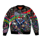 Merry Christmas New Zealand Warriors Bomber Jacket Aboriginal Santa Rugby Mascot