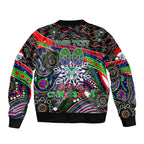 Merry Christmas New Zealand Warriors Bomber Jacket Aboriginal Santa Rugby Mascot