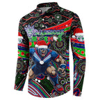 Merry Christmas New Zealand Warriors Button Sweatshirt Aboriginal Santa Rugby Mascot