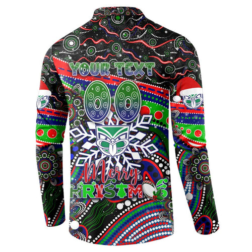 Merry Christmas New Zealand Warriors Button Sweatshirt Aboriginal Santa Rugby Mascot