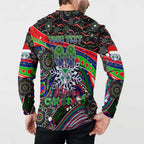 Merry Christmas New Zealand Warriors Button Sweatshirt Aboriginal Santa Rugby Mascot