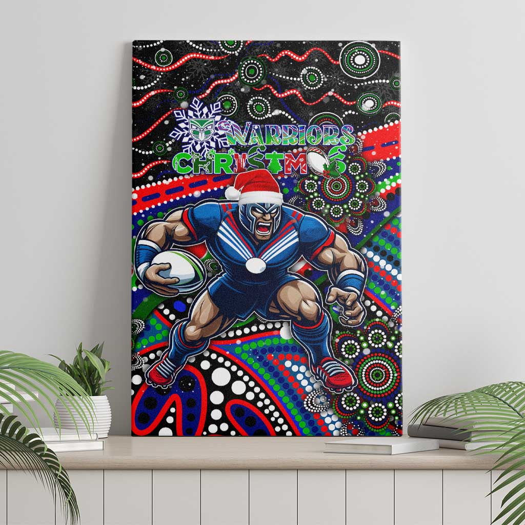 Merry Christmas New Zealand Warriors Canvas Wall Art Aboriginal Santa Rugby Mascot
