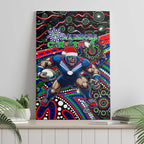 Merry Christmas New Zealand Warriors Canvas Wall Art Aboriginal Santa Rugby Mascot