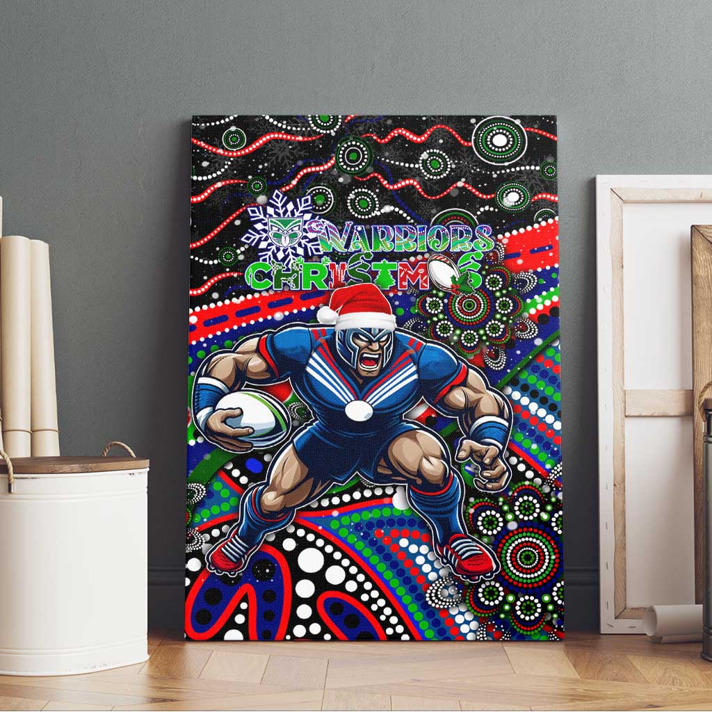 Merry Christmas New Zealand Warriors Canvas Wall Art Aboriginal Santa Rugby Mascot