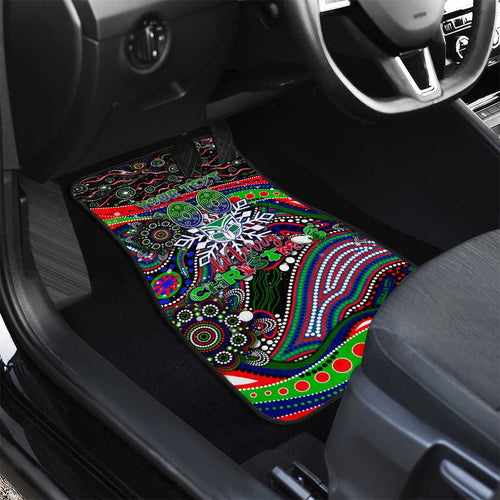 Merry Christmas New Zealand Warriors Car Mats Aboriginal Santa Rugby Mascot