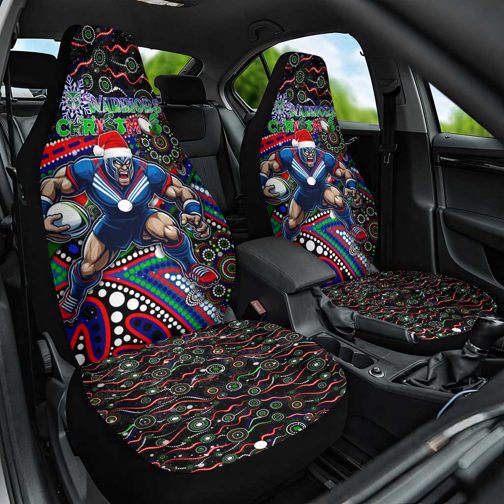 Merry Christmas New Zealand Warriors Car Seat Cover Aboriginal Santa Rugby Mascot
