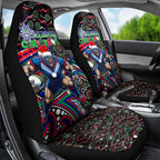 Merry Christmas New Zealand Warriors Car Seat Cover Aboriginal Santa Rugby Mascot