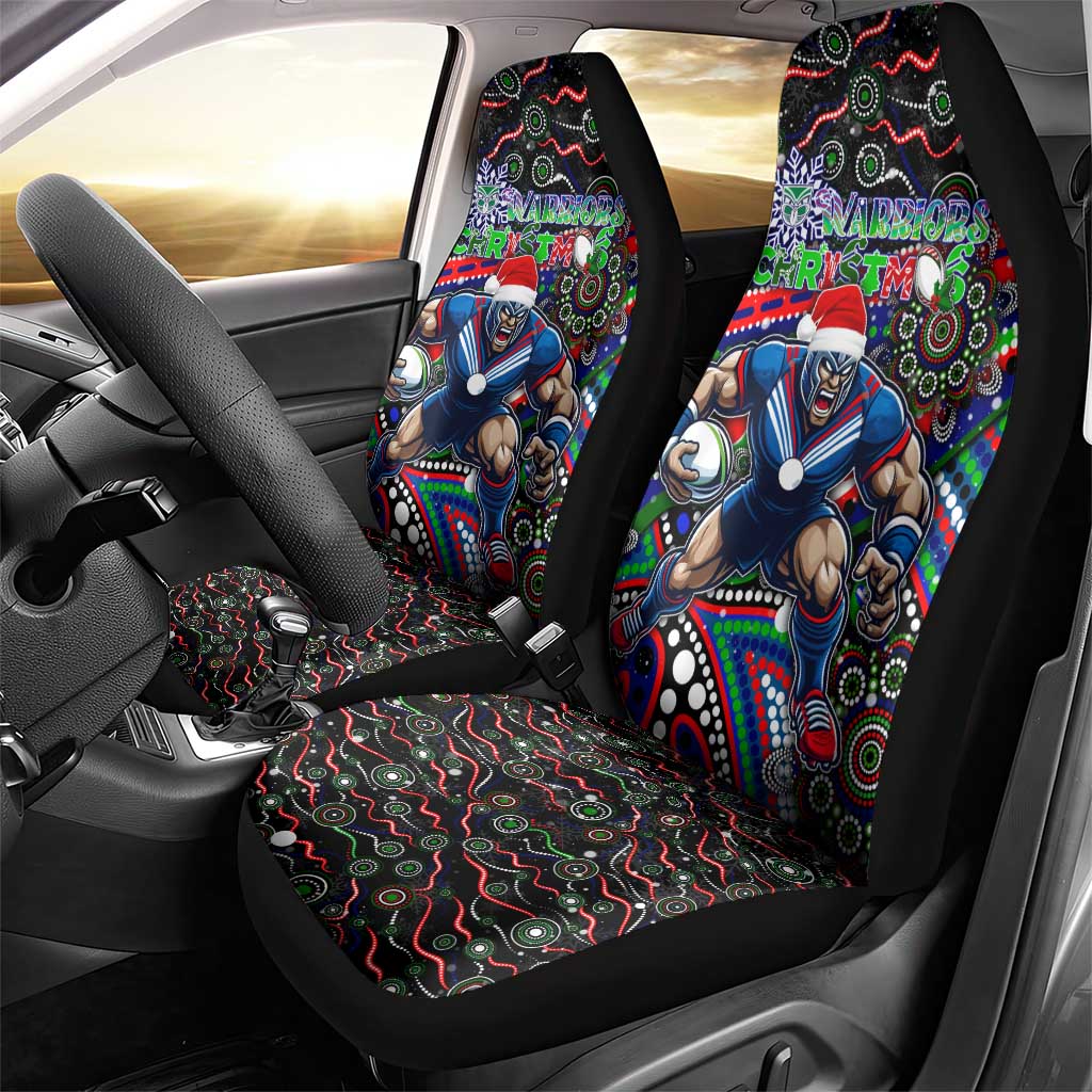 Merry Christmas New Zealand Warriors Car Seat Cover Aboriginal Santa Rugby Mascot