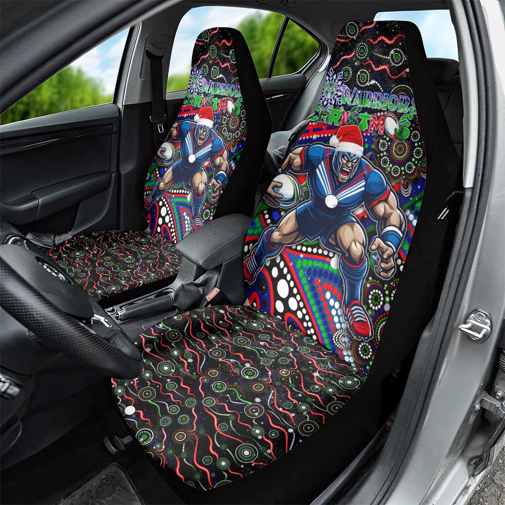 Merry Christmas New Zealand Warriors Car Seat Cover Aboriginal Santa Rugby Mascot